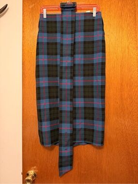 Zara plaid midi skirt with belt